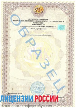 Образец сертификата соответствия (приложение) Очер Сертификат ISO 22000